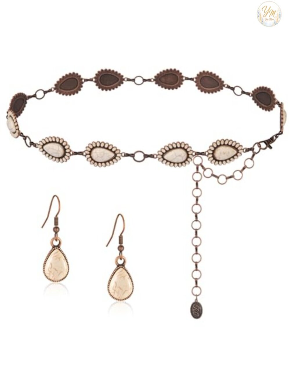 Western Concho Chain Belt for Women, Adjustable Metal Waist Belt